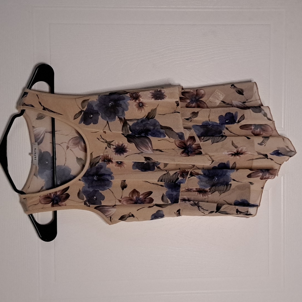 COPY - Papaya Sheer Floral Flowy Top Size S